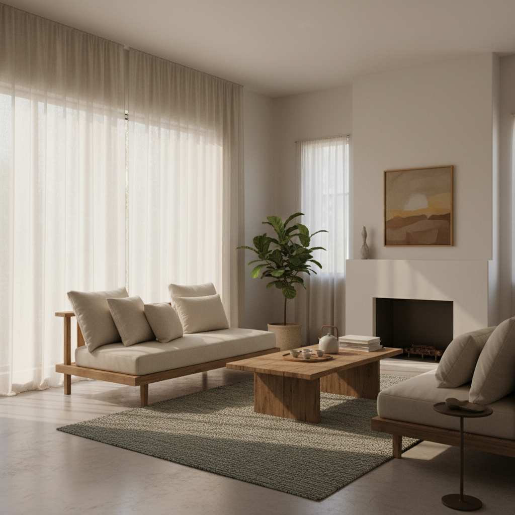 A serene room with carefully engineered atmospheric lighting.